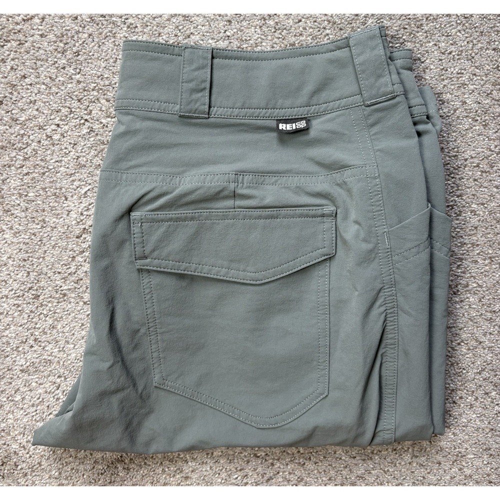 REI Co-op Roll Tab Pants Womens Size 12 Snap Pockets Lightweight Green Hiking